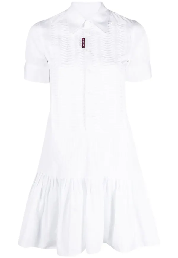 Dam Blommig Klänning Rundhalsad Polyester Korta Ärmar