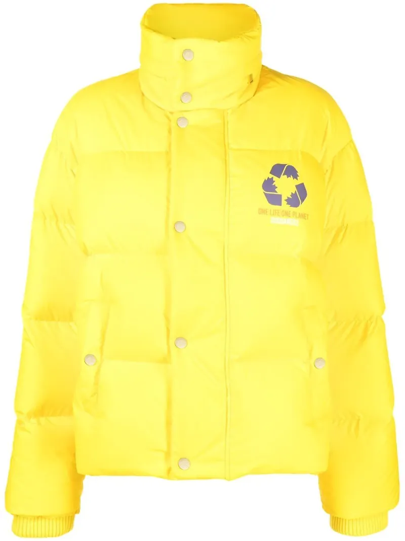 Dsquared2 puffjacka med grafiskt tryck - Gul
