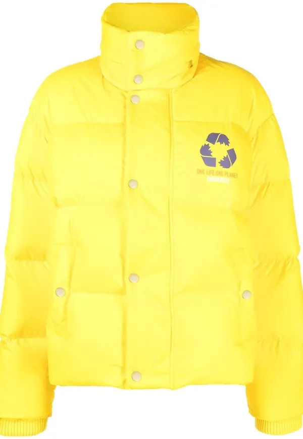 Dsquared2 puffjacka med grafiskt tryck - Gul