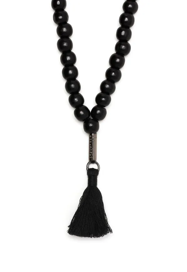 Dsquared2 pärlat halsband med tofs - Svart