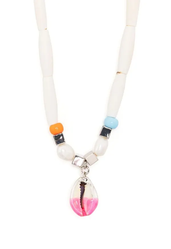 Dsquared2 pärlhalsband med snäcka - Vit