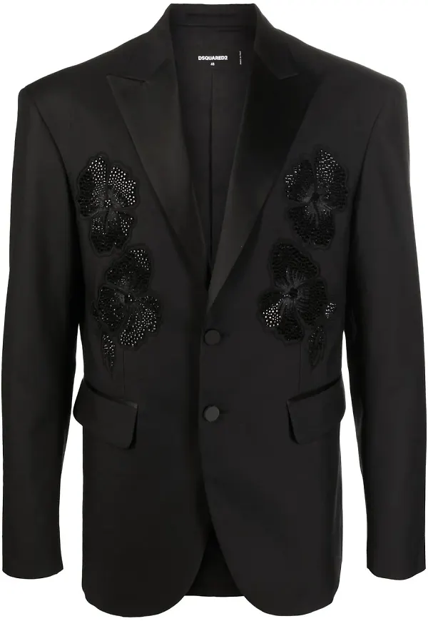Dsquared2 pärlprydd dubbelknäppt blazer - Svart