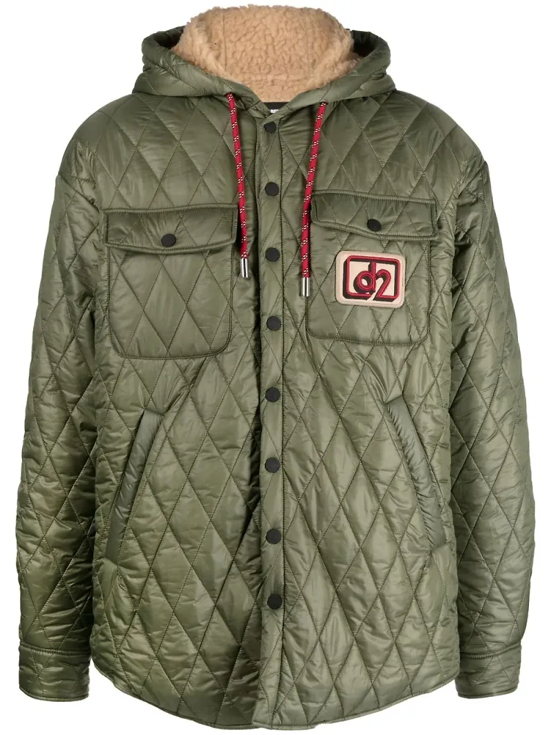 Dsquared2 quiltad jacka med logotypmärke - Grön