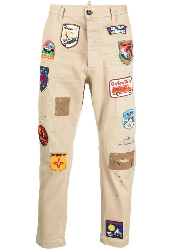 Dsquared2 raka chinos med lappdetalj - Neutral