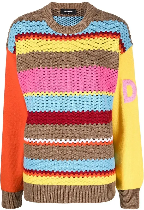 Dsquared2 randig grovstickad tröja - Brun