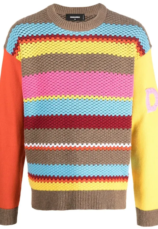 Dsquared2 randig stickad tröja - Gul