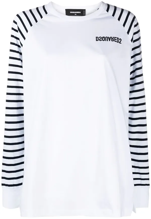 Dsquared2 randig t-shirt - Vit