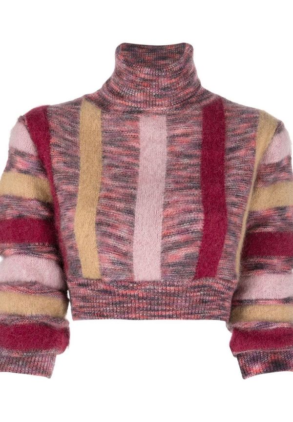 Dsquared2 randig tröja med rullkrage - Röd