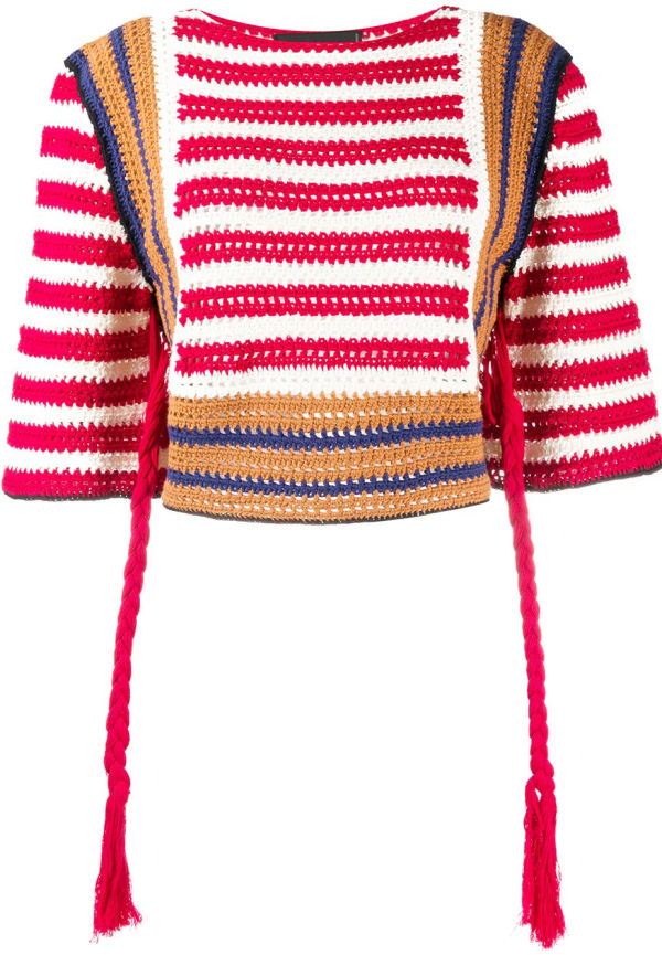 Dsquared2 randig virkstickad tröja - Röd