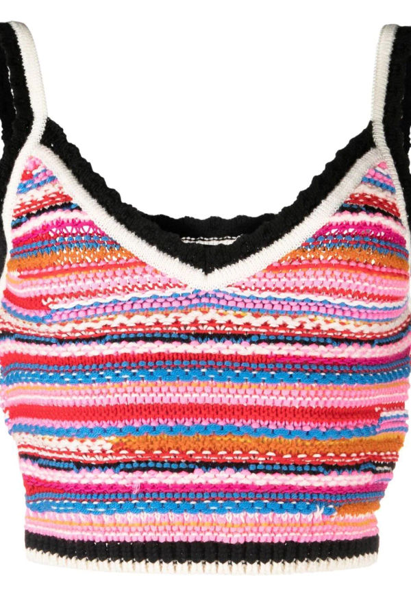Dsquared2 randig virkstickad väst - Rosa