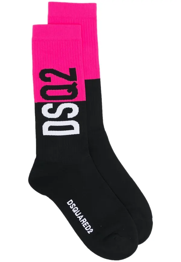 Dsquared2 ribbade strumpor med logotyp - Svart