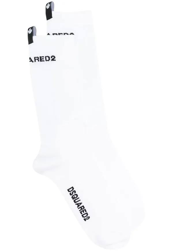 Dsquared2 ribbade strumpor med logotyp - Vit