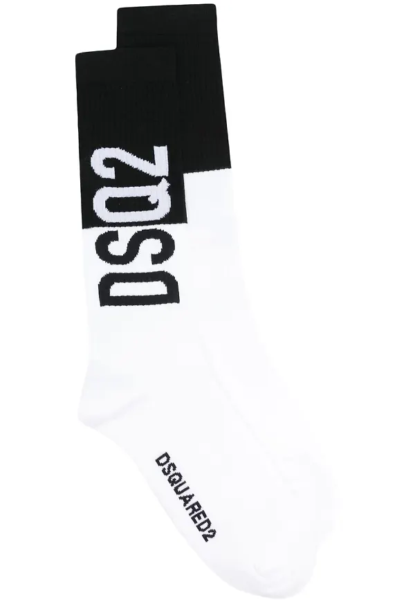 Dsquared2 ribbade strumpor med logotyp - Vit