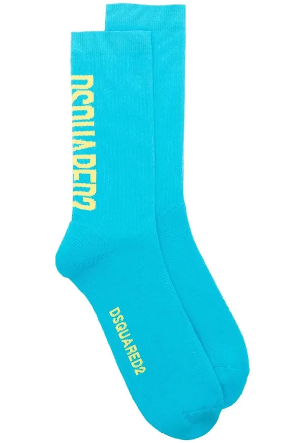 Dsquared2 ribbed logo-knit socks - Blå