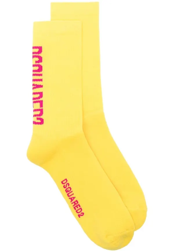 Dsquared2 ribbed logo-knit socks - Gul