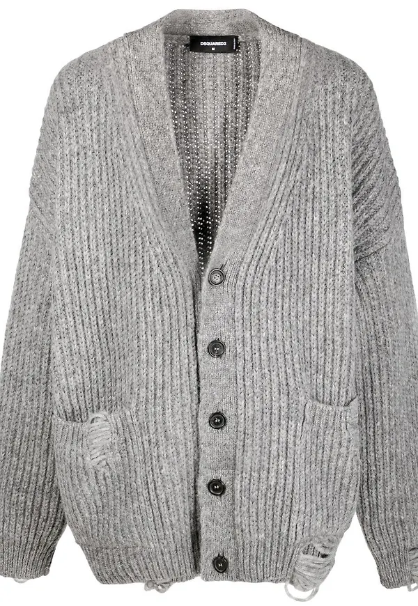 Dsquared2 ribbstickad kofta - Grå