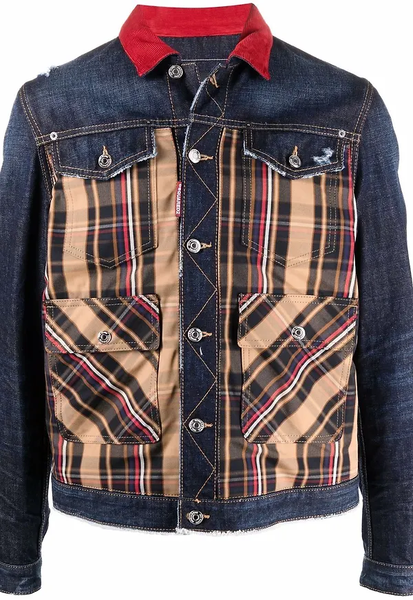 Dsquared2 rutig jeansjacka - Blå