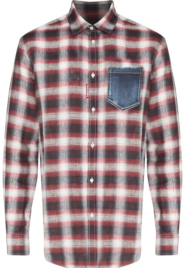 Dsquared2 rutig linneskjorta - Röd