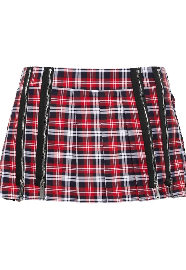 DSQUARED2 rutig plisserad minikjol - Röd