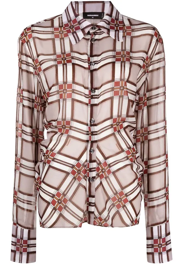 Dsquared2 rutig skir skjorta - Vit