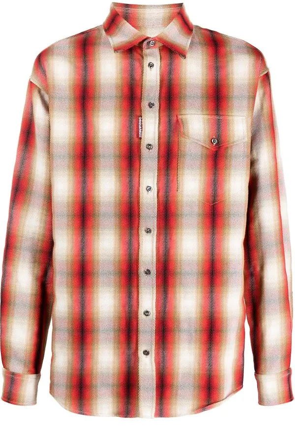 Dsquared2 rutig skjorta - Röd