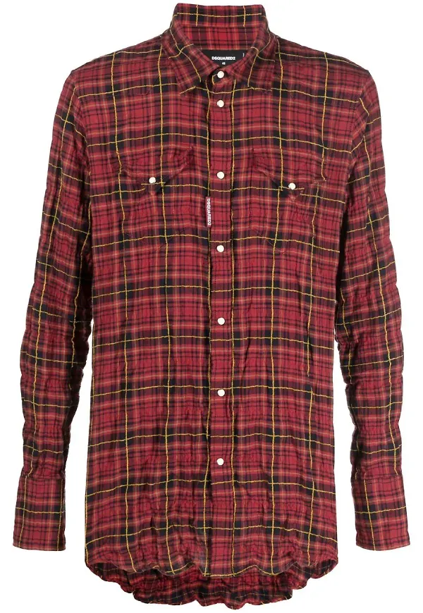 Dsquared2 rutig skjorta - Röd