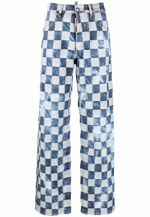 Dsquared2 rutiga byxor med vida ben - Blå