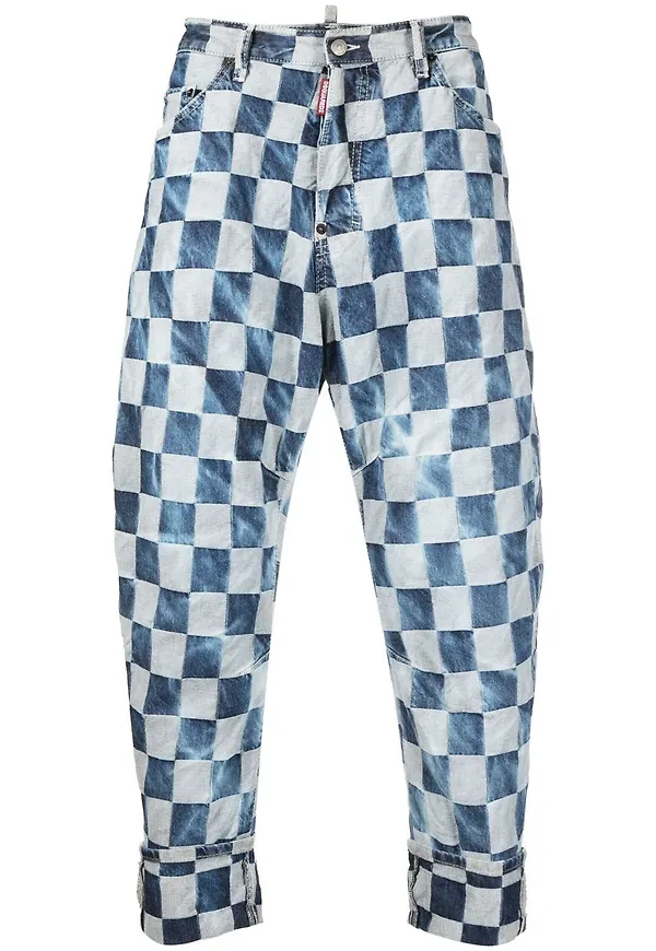 Dsquared2 rutiga croppade jeans - Blå