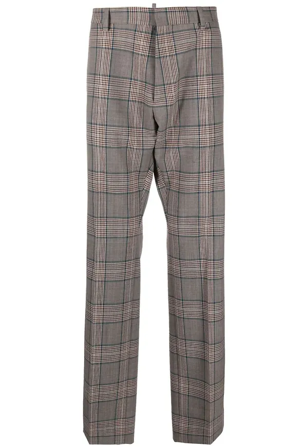 Dsquared2 rutiga raka byxor - Brun
