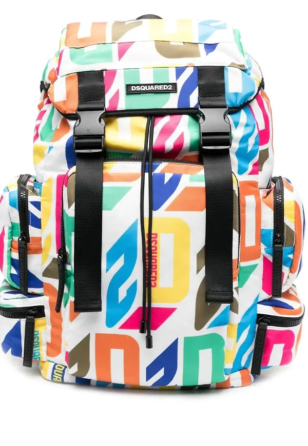 Dsquared2 ryggsäck med grafiskt tryck - Vit