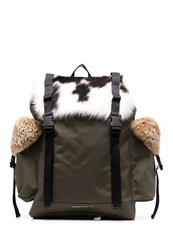 Dsquared2 ryggsäck med pälskant - Grön
