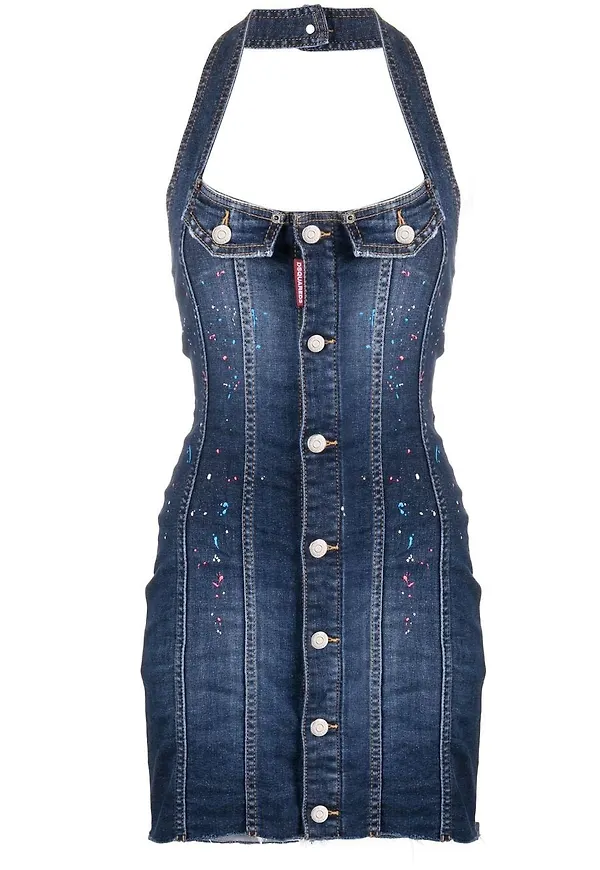 Dsquared2 Simona kort jeansklänning - Blå