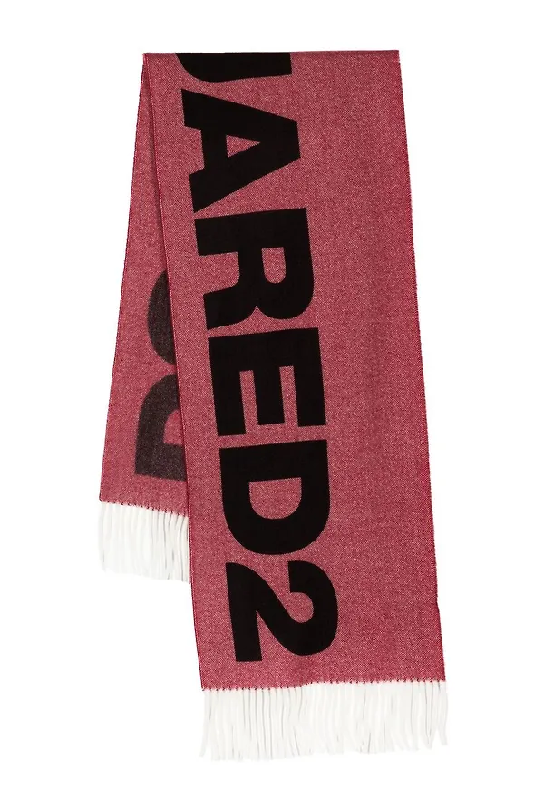 Dsquared2 sjal med franskant - Röd