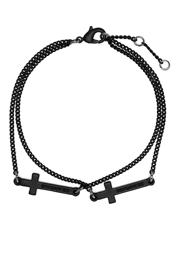 Dsquared2 skiktad armband med kors - Svart
