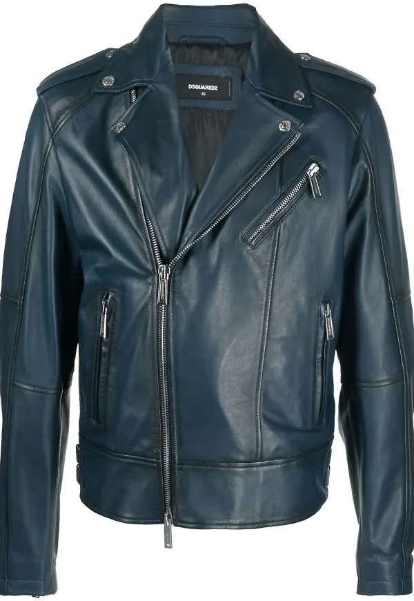 Dsquared2 skinnjacka i bikermodell - Blå