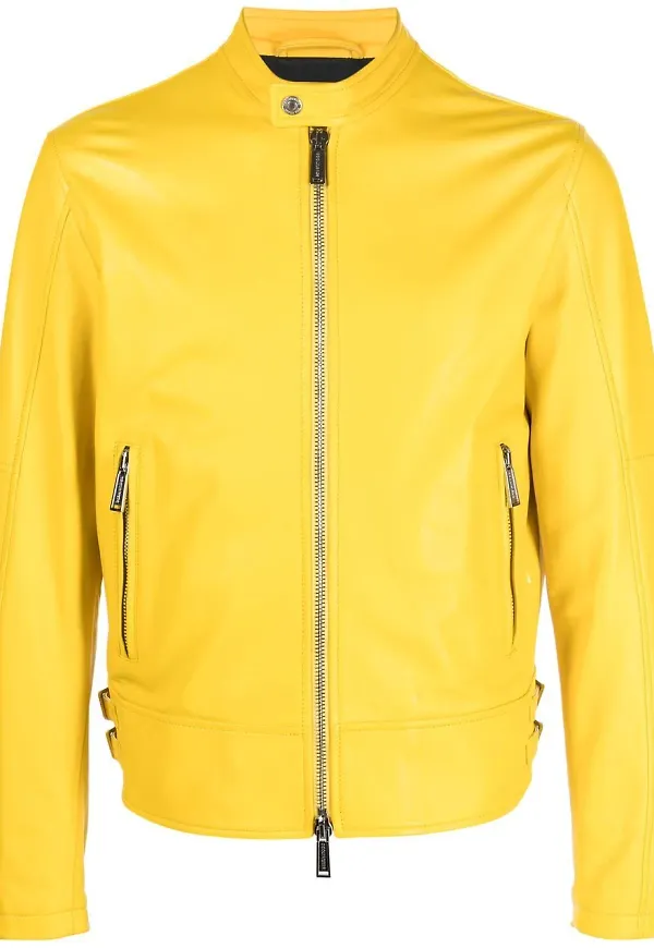 Dsquared2 skinnjacka i bikermodell - Gul