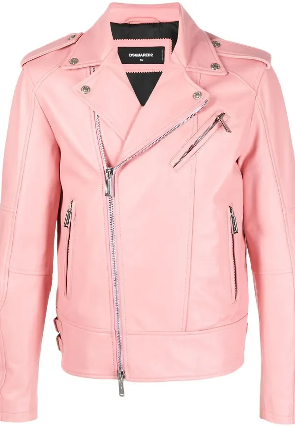 Dsquared2 skinnjacka i bikermodell - Rosa