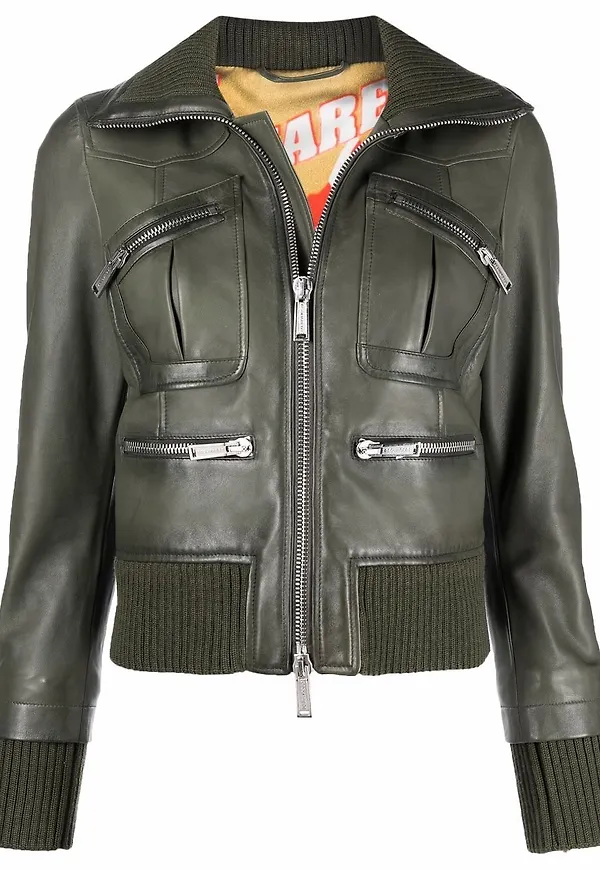 Dsquared2 skinnjacka med vid krage - Grön