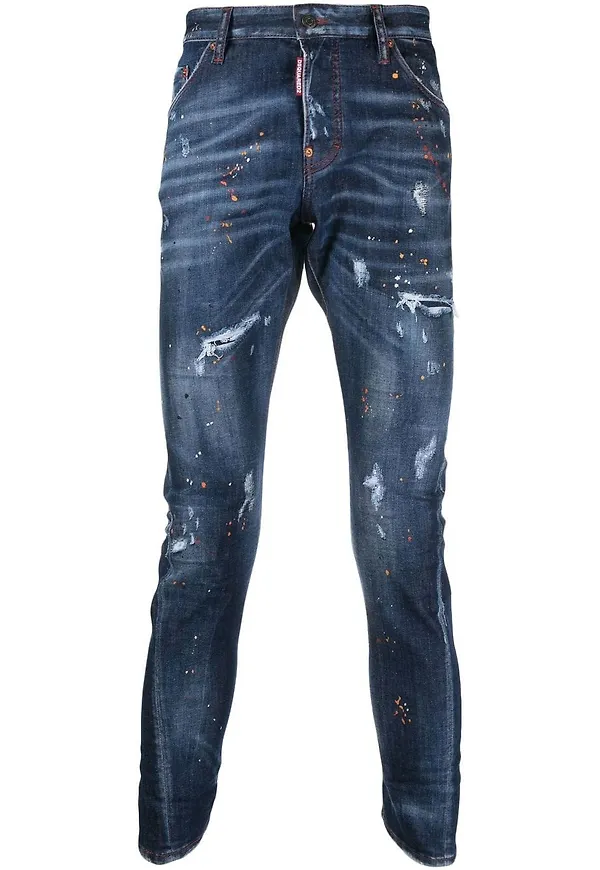 Dsquared2 skinny-jeans med färgstänk - Blå