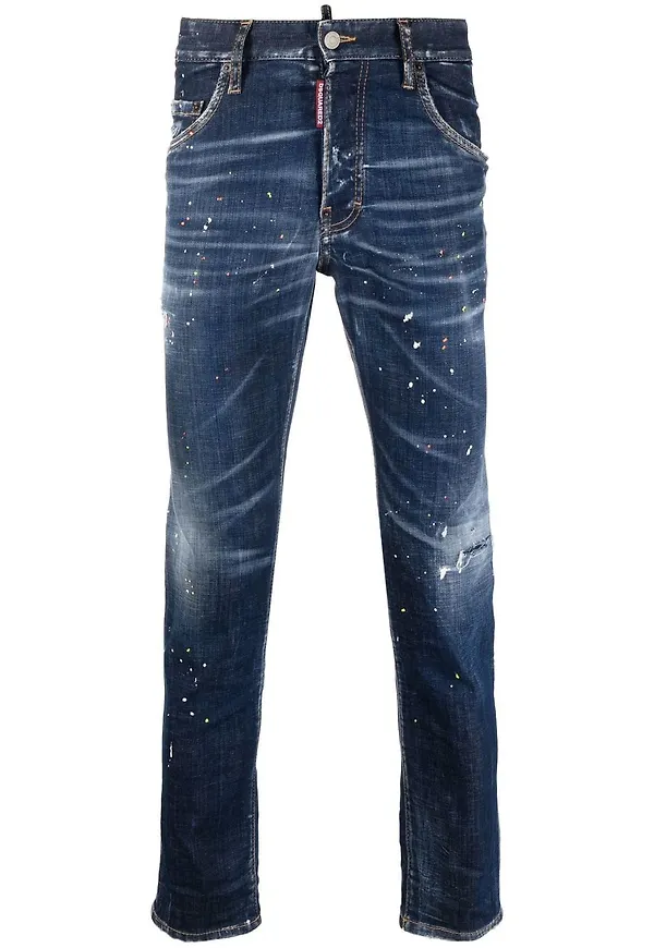 Dsquared2 skinny-jeans med färgstänk - Blå