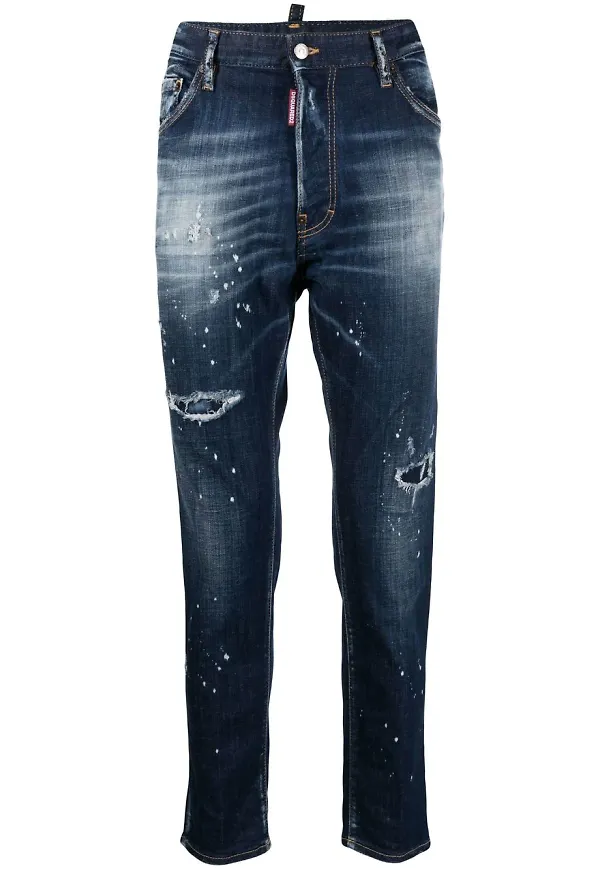 Dsquared2 skinny-jeans med färgstänk - Blå