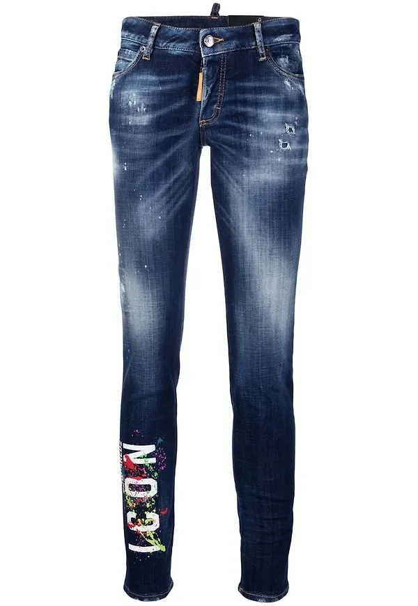 Dsquared2 skinny-jeans med färgstänk - Blå