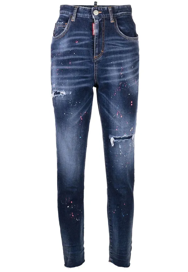 Dsquared2 skinny-jeans med färgstänk - Blå