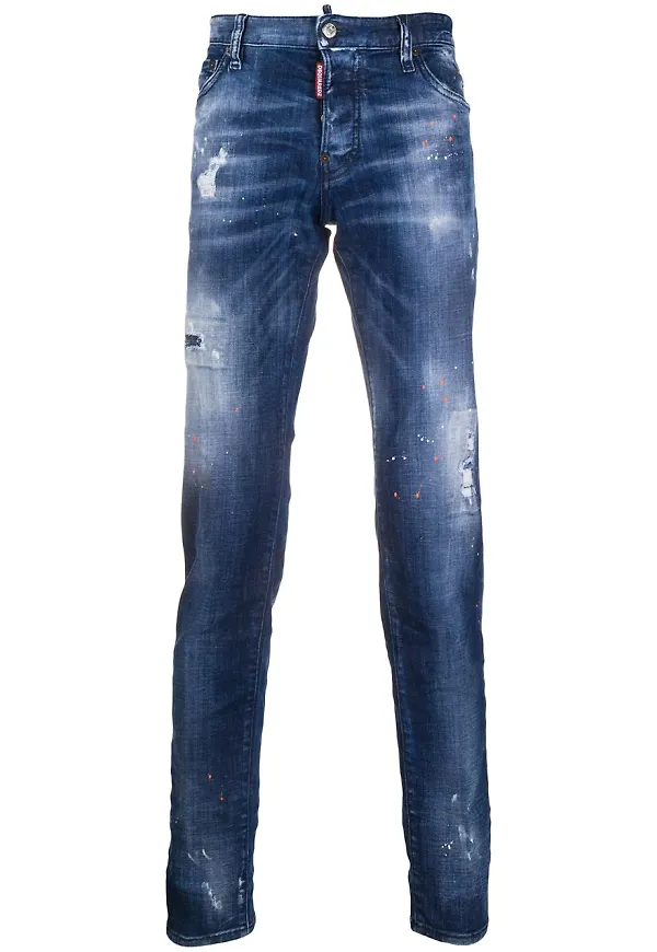 Dsquared2 skinny-jeans med färgstänk - Blå
