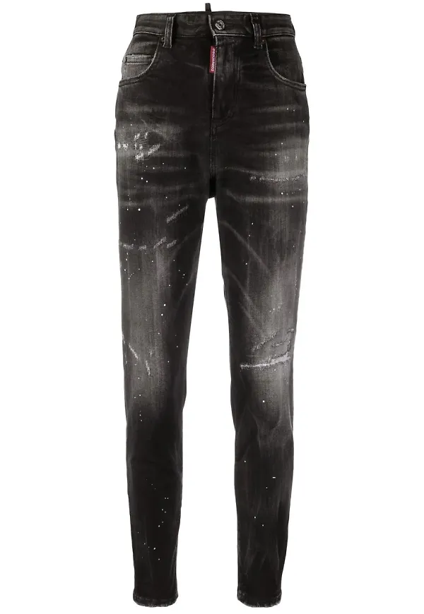Dsquared2 skinny-jeans med färgstänk - Svart