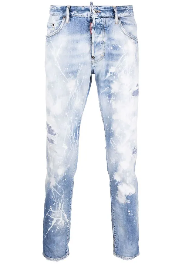 Dsquared2 skinny-jeans med färgstänkseffekt - Blå