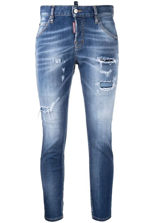 Dsquared2 skinny-jeans med revor - Blå