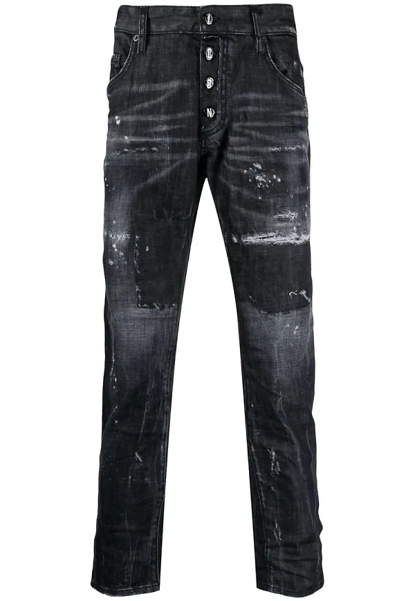 Dsquared2 skinny-jeans med sliten effekt - Svart