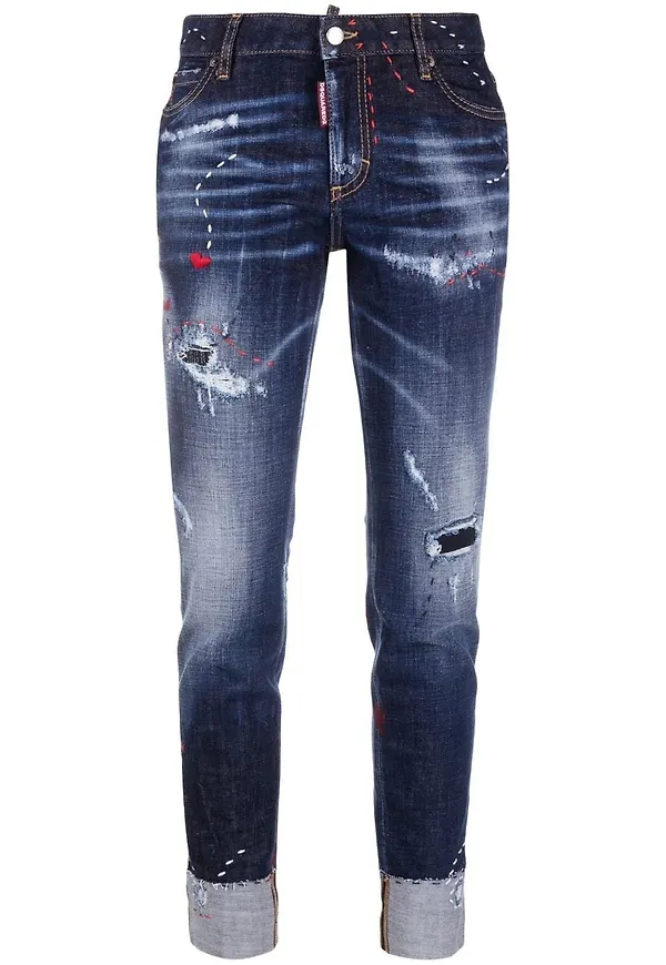 Dsquared2 skinny-jeans med sliten finish - Blå