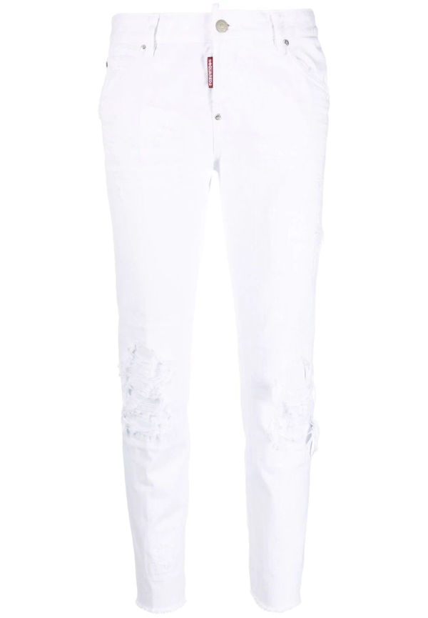 Dsquared2 skinny-jeans med slitning - Vit
